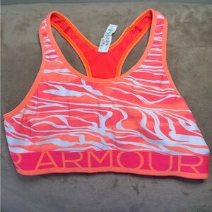 Under Armour Girls’ Youth Neon Coral Zebra Sports Bra